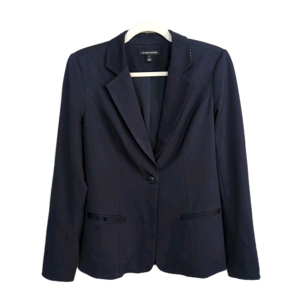 41 HAWTHORN Black Ponte Knit Amaya Contrast Collar Blazer Women's Small